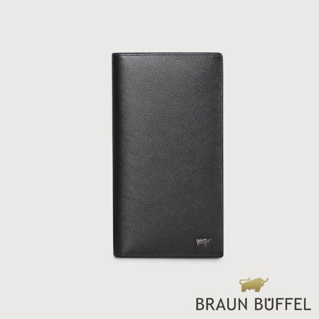 【BRAUN BUFFEL 德國小金牛】台灣總代理 至尊 17卡長夾-黑色(BF536-631-BK)