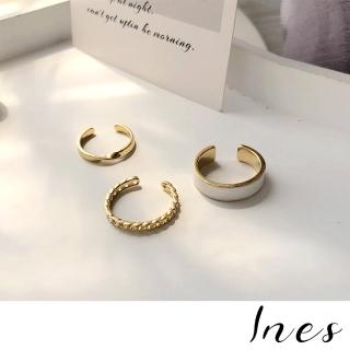 【INES】韓國設計潮流復古幾何戒指3件套組(復古戒指 幾何戒指)