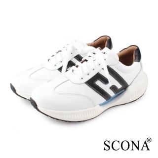 【SCONA 蘇格南】全真皮 輕量樂活舒適休閒鞋(白色 1293-2)