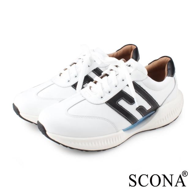 【SCONA 蘇格南】全真皮 輕量樂活舒適休閒鞋(白色 1293-2)