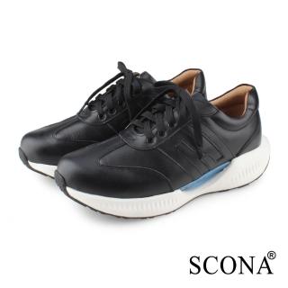 【SCONA 蘇格南】全真皮 輕量樂活舒適休閒鞋(黑色 1293-1)