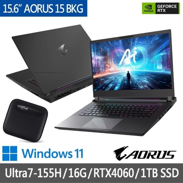 1TB硬碟組★【GIGABYTE 技嘉】15.6吋 Ultra7 RTX4060電競AI筆電(AORUS 15 BKG-13TW754CH/16G/1TB SSD/W11)