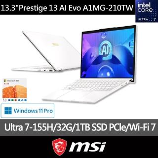 M365★【MSI 微星】13吋Ultra 7 155H輕薄AI Evo商務筆電(Prestige 13 AI Evo/32G/1T SSD/W11P/A1MG-210TW)