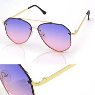 【DZ】買一送一 UV400防曬太陽眼鏡墨鏡-角弧燦陽(紫粉漸層片)