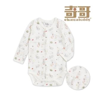 【奇哥】比得兔 嬰幼童裝 跳跳兔長袖前開包屁衣/兔裝-天絲橫紋單面布(3-18個月)