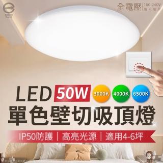 【亮博士】2入組同規格 滿月 星空 星鑽 50W 吸頂燈 單色壁切無調光(適用坪數4-5坪)