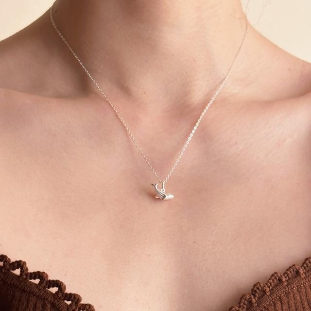 【LEESA】母親節禮物 鎖骨鍊\鯨魚吊飾\925\純銀項鍊\18k\金項鍊\送閨蜜\項鍊女\簡約ins風\項鍊吊墜\