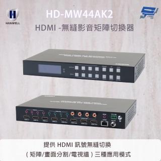 【CHANG YUN 昌運】HANEWLL HD-MW44AK2 4x4 HDMI 無縫矩陣切換器 影像傳輸頻寬可達 18Gbps