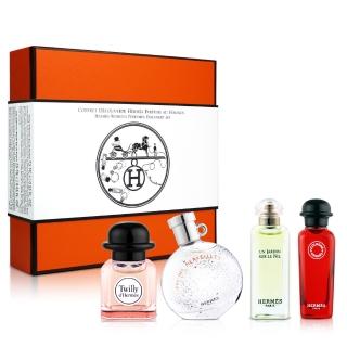 【Hermes 愛馬仕】小香禮盒7.5ml*4入-絲巾+橘彩星光+尼羅河花園+緋紅火參(平行輸入)