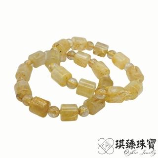 【琪臻珠寶】天然鈦晶設計款開運招財手珠手串(7.5mm圓珠搭10mm筒珠 髮晶 隨機出貨 母親節禮物)