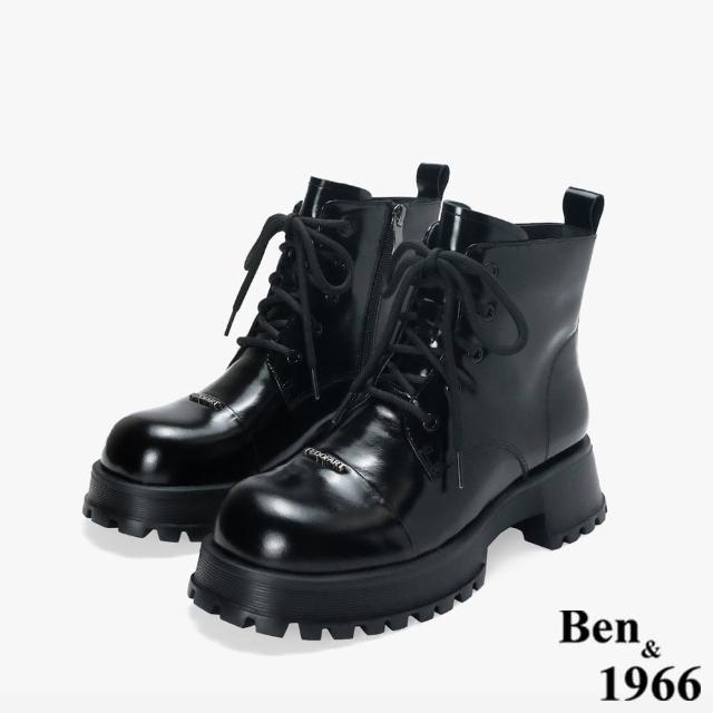 【Ben&1966】高級牛油皮個性綁帶時尚短靴-24709