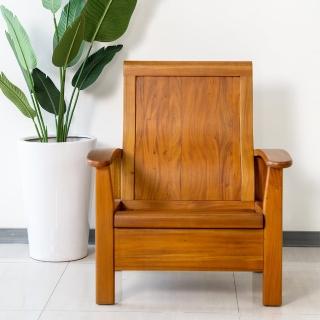 【Mahogany 瑪荷尼傢俱】全原木 桃花心木 米蘭1人沙發G3(附收納木板沙發)