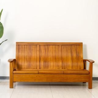 【Mahogany 瑪荷尼傢俱】全原木 桃花心木 米蘭3人沙發G3(附收納原木沙發)