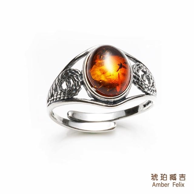 【Amber Felix】琥珀臧吉金珀復古戒指(琥珀協會認證)