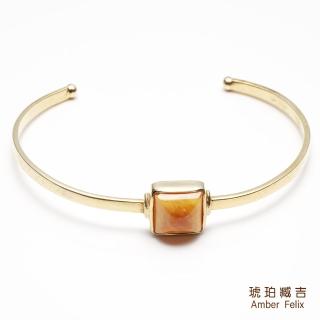 【Amber Felix】琥珀臧吉蜜蠟方形金色手鐲(琥珀協會認證)