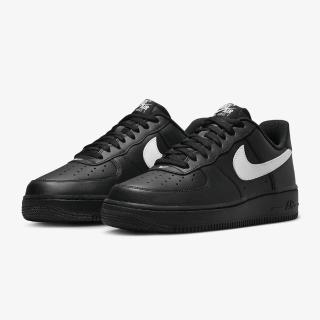 【NIKE 耐吉】休閒鞋 Air Force 1 07 男款 女鞋 穿搭 復古 流行 空軍一號 黑色 白色(FZ0627-010)