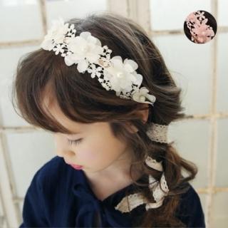 【橘魔法】浪漫花朵蕾絲髮圈髮帶(拍照 攝影 髮圈 髮帶 花童 禮服 畢業典禮 女童 兒童 童裝)