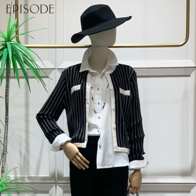 ILEY 伊蕾 落肩格紋針織外套(咖；M-XL；124451