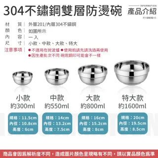 【同闆購物】304不鏽鋼雙層防燙碗 大款-16CM(不鏽鋼防燙碗/防燙碗/隔熱碗/碗)