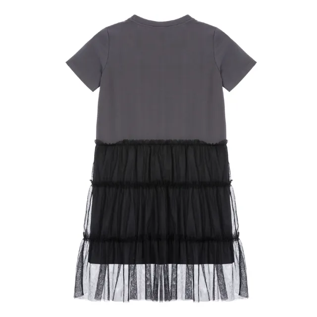 【PLAYBOY】煙灰色拼接網紗長洋裝(煙灰色)