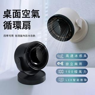 【Kyhome】智慧數顯桌面電風扇 壁掛空氣循環扇 高速冰感電風扇 掛立兩用 涼風扇 夏季降溫神器(H03)