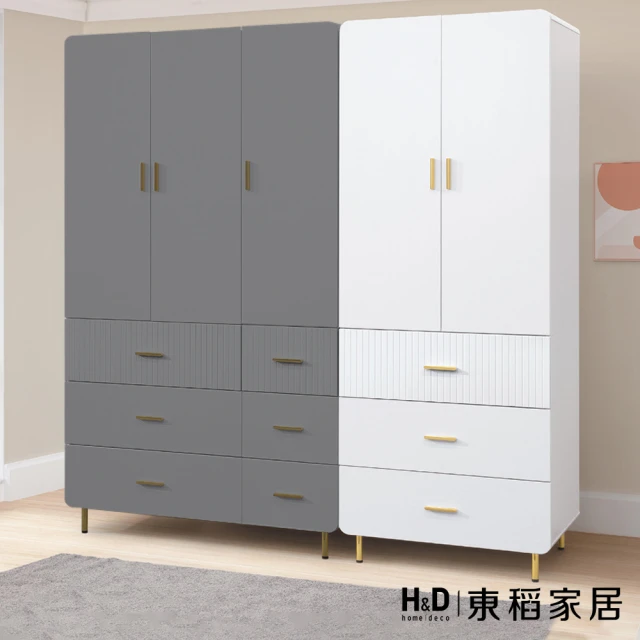 hoi! 好好生活 林氏木業北歐簡約拼色二抽二門衣櫃0.79