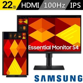 【Samsung 三星】S22D400GAC 22型 FHD窄邊美型螢幕(100Hz/低藍光模式/人體工學設計)