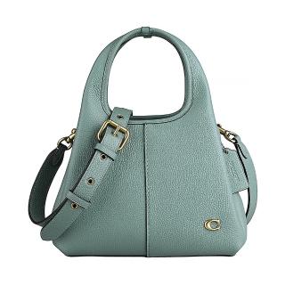 【COACH】COACH Lana 23仿古金屬C字母LOGO牛皮開口式手提/肩背菜籃子包(鼠尾草綠)
