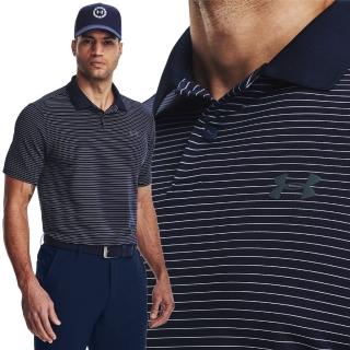 【UNDER ARMOUR】UA官方直營 男 Performance 3.0 條紋短POLO 1377376-410(深藍)