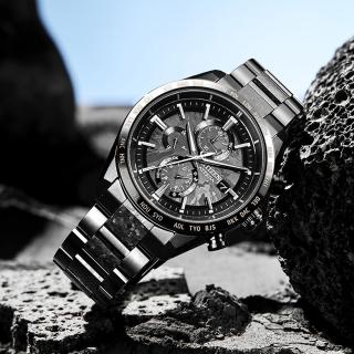 【CITIZEN 星辰】HAKUTO-R 限量宇宙登月光動能全球電波萬年曆世界時區腕錶 黑 42mm(AT8287-62E)