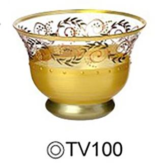 【Madiggan 貝斯麗】托斯卡尼手工彩繪開運玻璃碗-金綠色(買一送一)