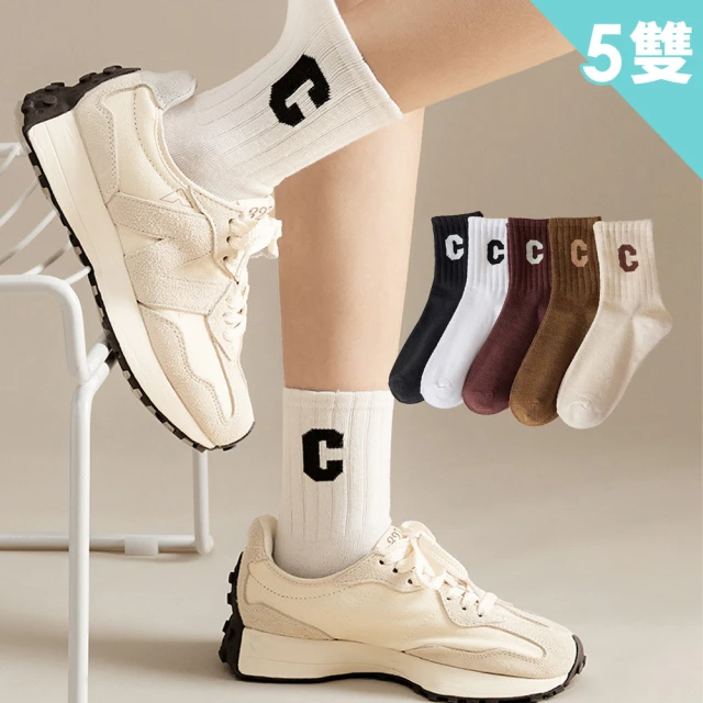 Chic Chic 琪琪 5雙組-字母C休閒中筒襪 款式隨機