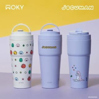 【WOKY 沃廚】WOKY Meets JOGUMAN 渾圓杯 雙層陶瓷750ml(附矽膠粗吸管/保溫杯瓶)