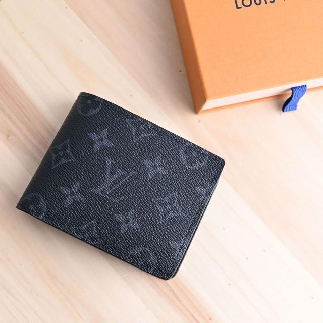 【Louis Vuitton 路易威登】LV M61695 Multiple 黑經典花紋對折雙層5卡短夾(現貨)