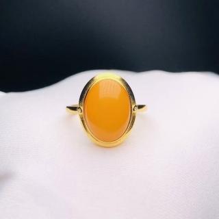 【勝弘珠寶】琥珀滿蜜簡約戒指