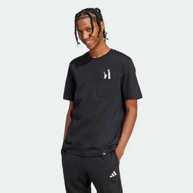 【adidas 愛迪達】短袖上衣 男 M L SLIDE PKT T 黑 JC5283