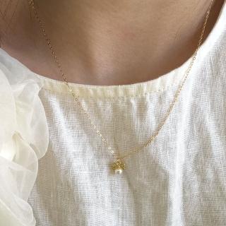 【LEEHER】韓版/項鍊女/簡約ins風/項鍊/女生項鍊/珍珠項鍊/女生禮物/蝴蝶結項鍊/通體純銀/鎖骨鍊/