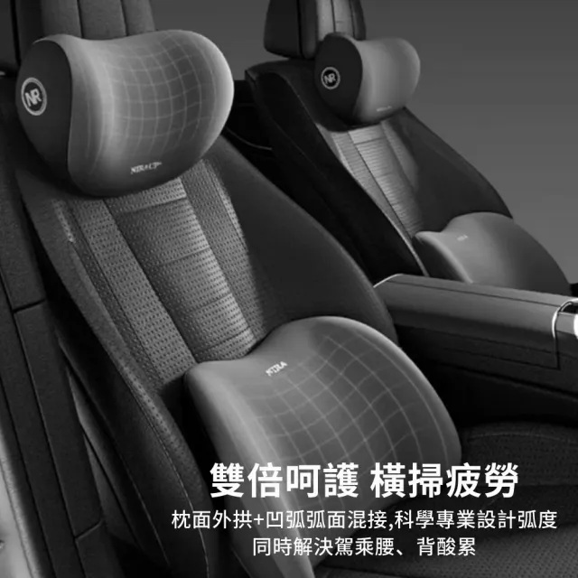 【Dep】車用人體工學頭枕腰靠套組 汽車記憶棉3D貼合護頸枕+護腰枕 車載座椅頭靠 護腰墊 腰靠墊 頸椎枕 618