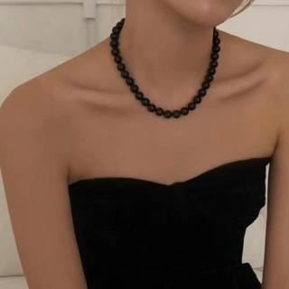 【LEEHER】純銀/簡約ins風/個性項鍊/項鍊/頸鏈/女生項鍊/銀元寶/小禮物/黑瑪瑙/韓國飾品/高階感