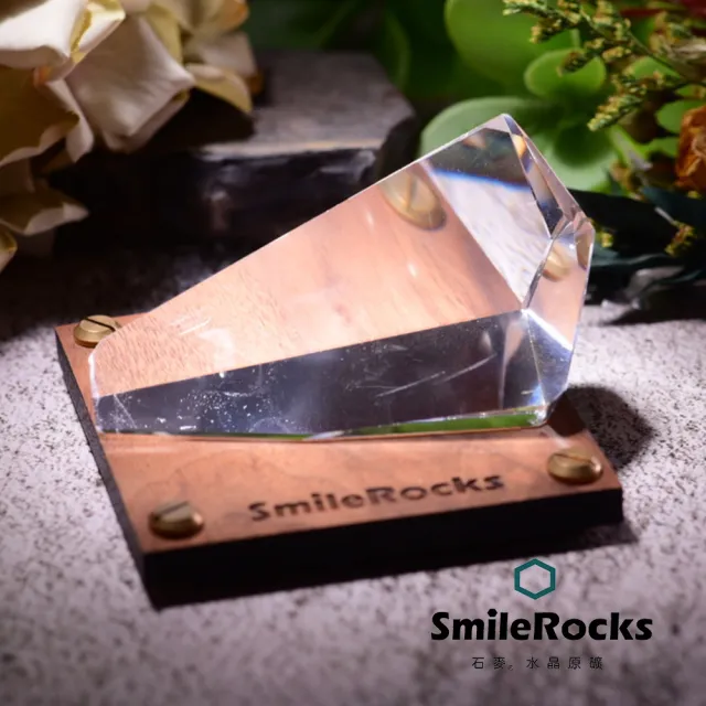 【SmileRocks 石麥】石麥水晶原礦 白水晶隨形冰塊No.043400234(SmilePad 9X9底板)