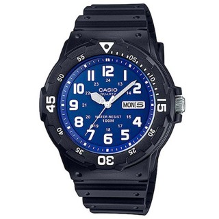 【CASIO 卡西歐】MRW-200H-2B2 潛水風格 防水100米指標錶(運動 當兵 學生 錶徑約4.46公分)