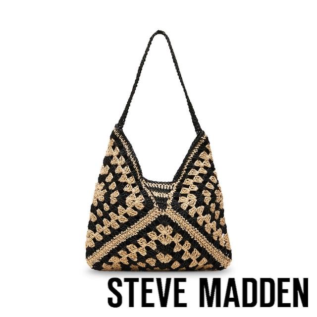 【steve madden】休閒度假草編托特包 BBORA(黑色)