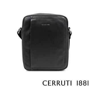 【Cerruti 1881】限量2折 義大利原裝進口 頂級小牛皮肩揹包斜揹包 全新專櫃展示品(黑色 CEBO06577M)