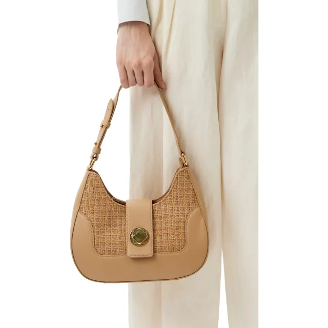 【Cerruti 1881】限量2折 義大利原裝進口 頂級時尚手拿包肩背包 全新專櫃展示品(米金色 CEBA06004P)