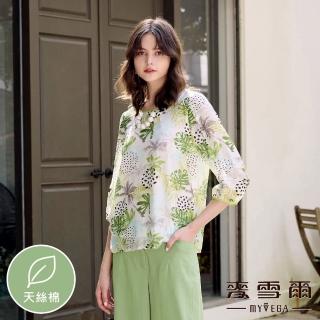 【MYVEGA 麥雪爾】天絲棉植物印花上衣-綠