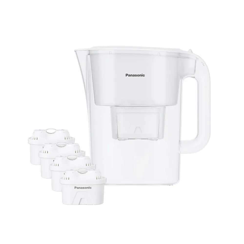 【Panasonic 國際牌】3.5L雙口速淨濾水壺-白 共1壺4芯(TK-CNP55-W)