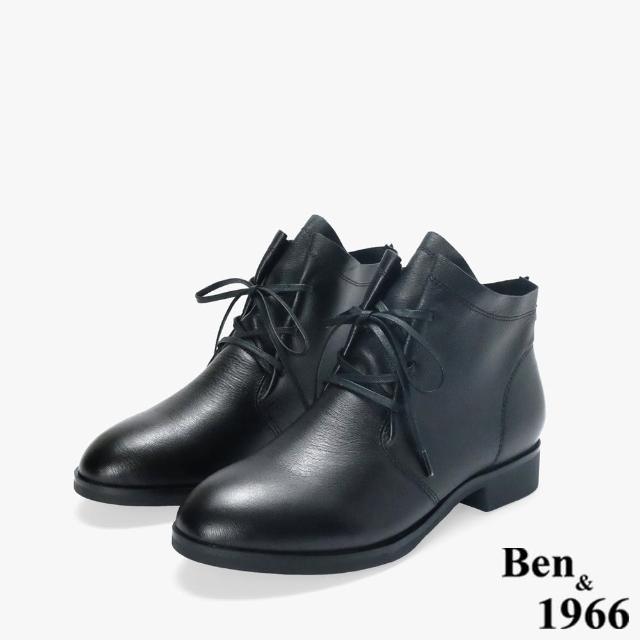 【Ben&1966】高級頭層打腊羊皮經典流行短靴-黑247201