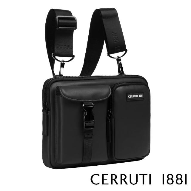 【Cerruti 1881】限量2折 義大利原裝進口 頂級肩背包側背包 全新專櫃展示品(黑色 CEBO06338N)