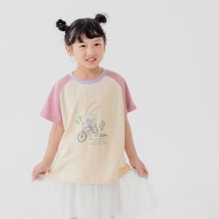 【OB 嚴選】芬蘭插畫Hihka．腳踏車郊遊趣印花撞色拼接上衣童款 《IH0005》