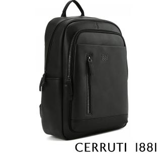 【Cerruti 1881】限量2折 義大利原裝進口 頂級小牛皮後揹包 全新專櫃展示品(黑色 CEZA06783M)